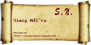 Simig Nóra névjegykártya